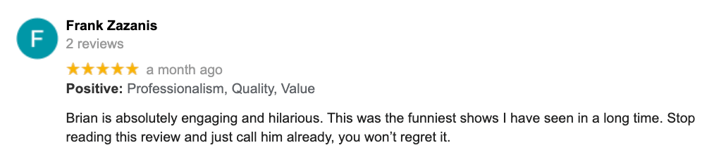 Engaging Hilarious 5 Star Review Chatsworth
